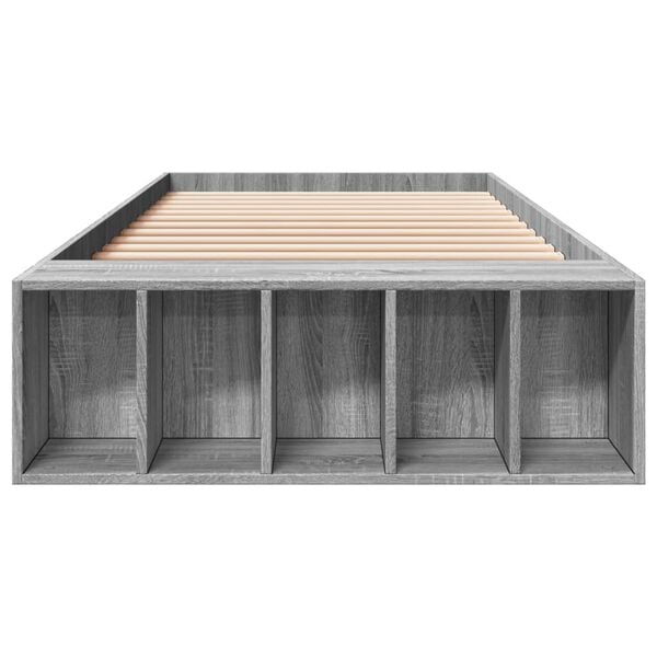 vidaXL Lovos rėmas, pilkos ąžuolo spalvos, 90x190cm, apdirbta mediena