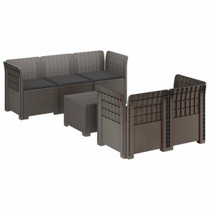 vidaXL 5-vietė sodo sofa su pagalvėlėmis Rataninio i&scaron;vaizdos PP