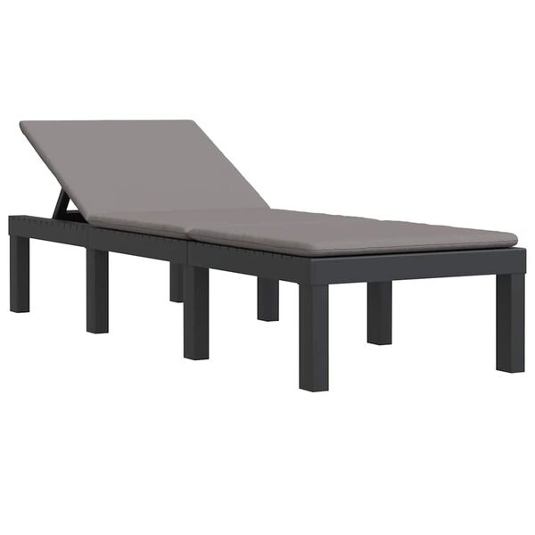 vidaXL Saulės gultas su pagalvėlėmis, antracito spalvos, PP
