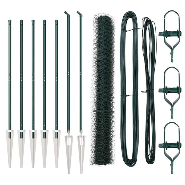 vidaXL Tvorelės stulpas Žalia 10 x 1 m (50 mm tinklas) Plienas ir PVC