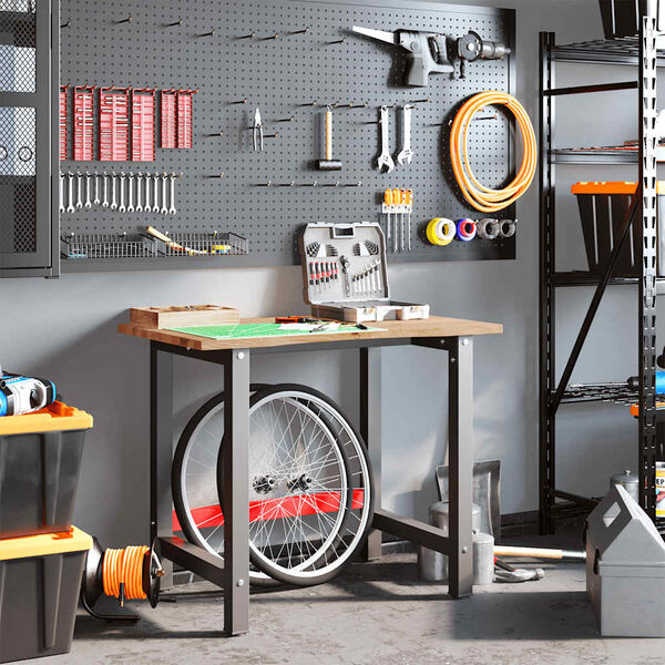 vidaXL Darbastalis, šviesiai rudas, 100x60x81,5cm, ąžuolo masyvas