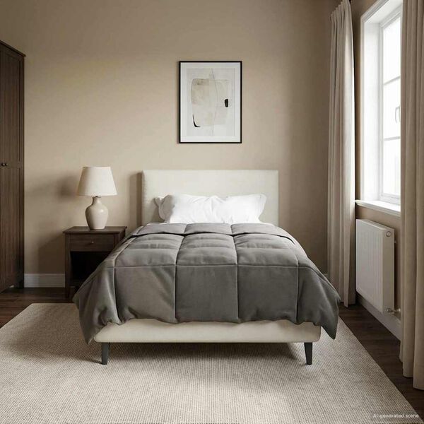 vidaXL Pilna metų antklodė &Scaron;viesiai pilka 140 x 220 cm Mikropluo&scaron;tas