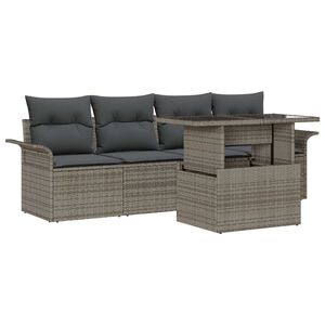 vidaXL Sodo Sofų Rinkinys su pagalve 5 pcs Pilka Poli ratanas