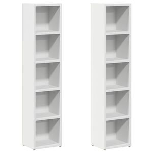 vidaXL Spintelės kompaktiniam diskam, 2vnt., baltos, 21x16x93,5cm, MDP