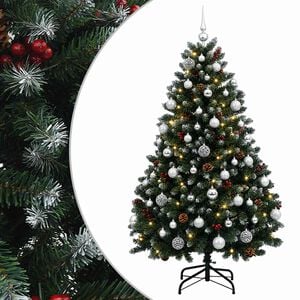 vidaXL Dirbtinė Kalėdų eglutė, žalia su žaisliukais 150 cm 150 LED