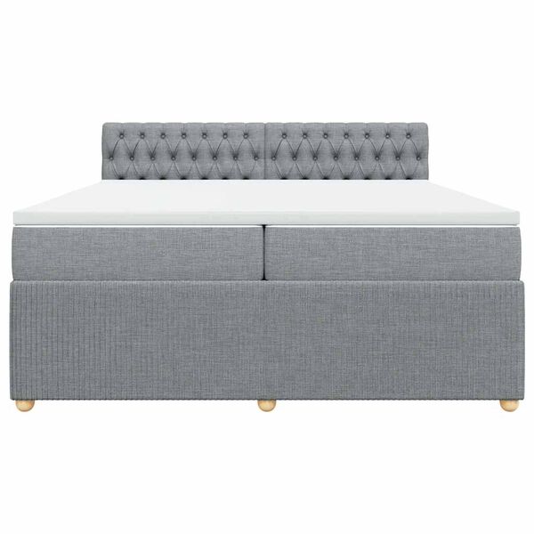 vidaXL Lova su spyruoklėmis ir čiužiniu, pilka, 200x200cm, audinys