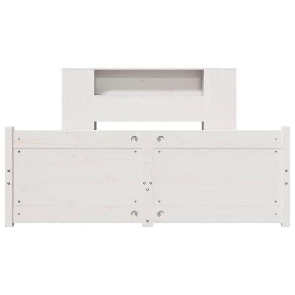 vidaXL Lova su knygų spinta be čiužinio, balta, 140x200cm, pušis