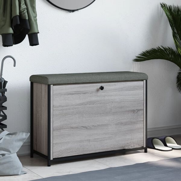 vidaXL Batų suoliukas su atverčiamu stalčiumi, pilkas, 82x32x56cm