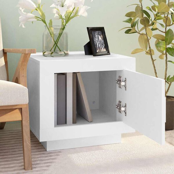 vidaXL Kavos staliukas, baltas, 51x50x45cm, apdirbta mediena