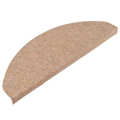 vidaXL Lipnūs laiptų kilimėliai, 15vnt., smėlio spalvos, 65x22,5x3,5cm