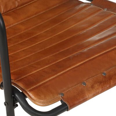 vidaXL Poilsio krėslas su pakoja, rudos spalvos, tikra oda