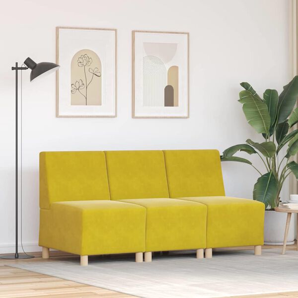 vidaXL Modulinis sofa vienetas be rankų 3 pcs Geltona 55 x 74 x 82 cm