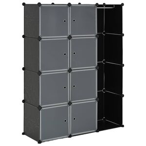vidaXL Modulinė spinta, 9 skyrių, juoda/balta, 109x36,5x143 cm