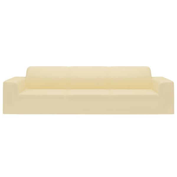vidaXL Keturvietės sofos užvalkalas, kreminis, džersio poliesteris