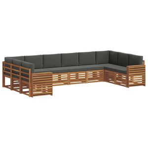 vidaXL Sofų komplektai su pagalve 10 pcs Natūralus ir antracitas