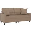 vidaXL Dvivietė sofa su pagalvėmis, kapučino, 140cm, dirbtinė oda