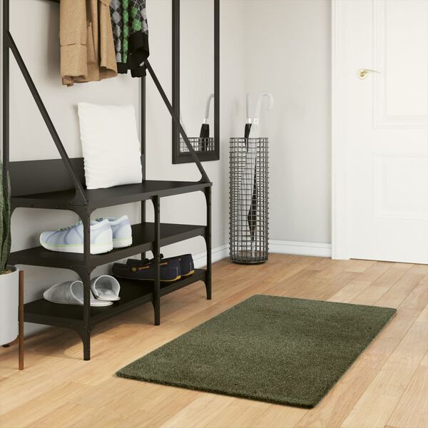 vidaXL Kilimas HUARTE, mi&scaron;ko žalios spalvos, 60x110cm, trumpi &scaron;ereliai