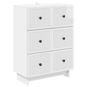 vidaXL Stalčių spintelė Itin blizgi balta 66 x 34,5 x 90 cm