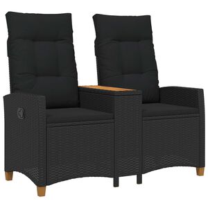 vidaXL Reclining Bench with Table 2 -Seater 126 x 65 x 112 cm Juoda