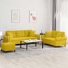 vidaXL Sofos komplektas su pagalvėmis, 3 dalių, geltonas, aksomas