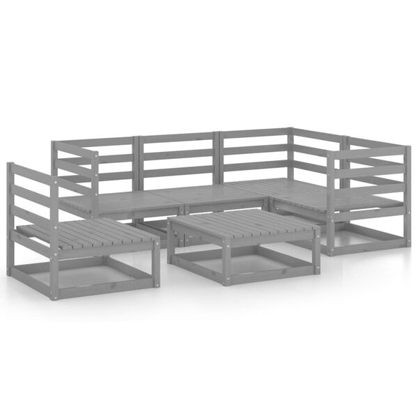 vidaXL Sodo poilsio baldų komplektas, 6 dalių, pilkas, pu&scaron;ies masyvas