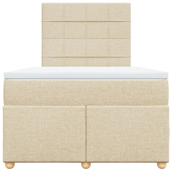 vidaXL Lova su spyruoklėmis ir čiužiniu, kreminė, 120x200 cm, audinys