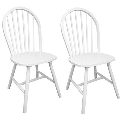 vidaXL Valgomojo kėdės, 2vnt., baltos, kaučiukmedžio masyvas