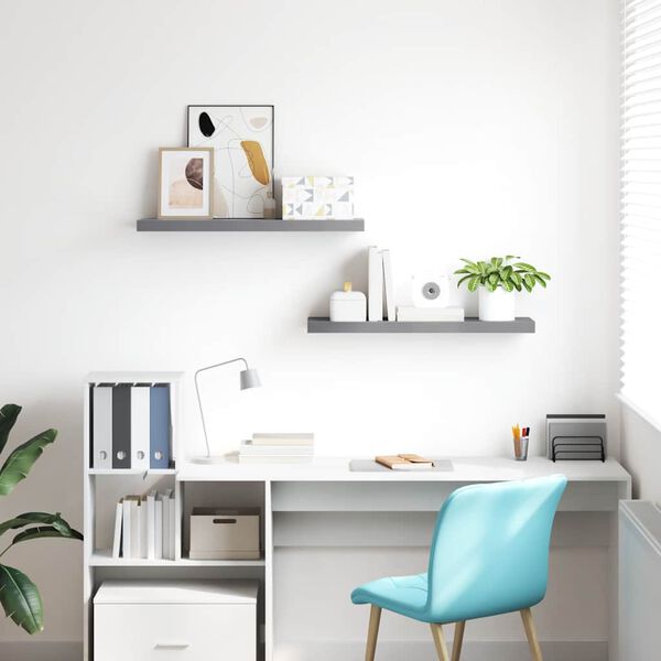 vidaXL Pakabinamos lentynos, 2vnt., pilkos, 80x23,5x3,8cm, MDF