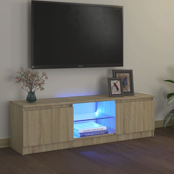 vidaXL TV spintelė su LED apšvietimu, ąžuolo spalvos, 120x30x36cm