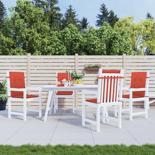 vidaXL Kėdės pagalvėlės, 4vnt., raudonos, 100x50x4cm, audinys