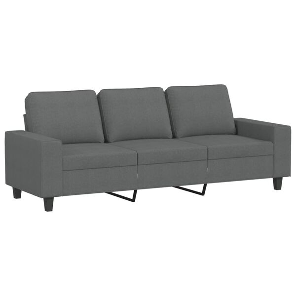 vidaXL Trivietė sofa su pakoja, tamsiai pilkos spalvos, 180cm, audinys
