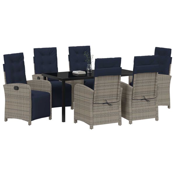 vidaXL Sodo valgomojo komplektas su pagalve 7 pcs Pilka poliratanas