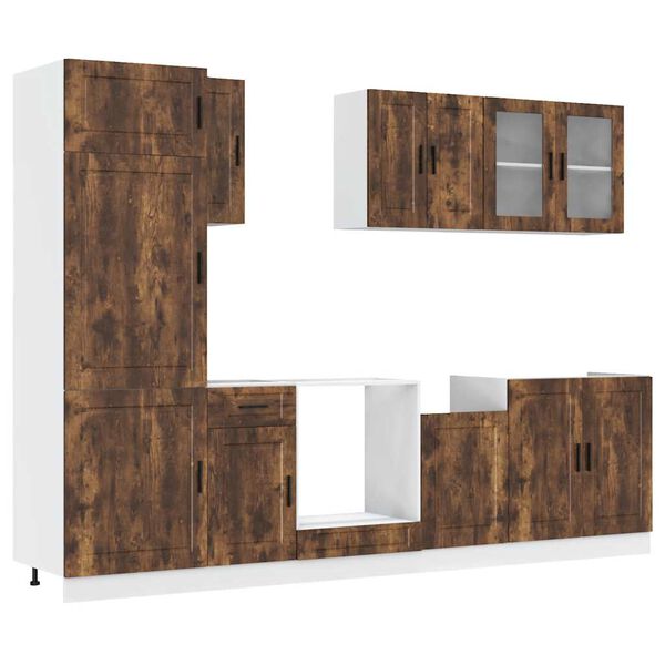 vidaXL Virtuvinių spintelių komplektas, 8 dalių, Porto, dūminio