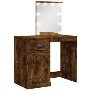 vidaXL Kosmetinis staliukas su LED lemputėmis, dūminis, 90x42x132,5cm