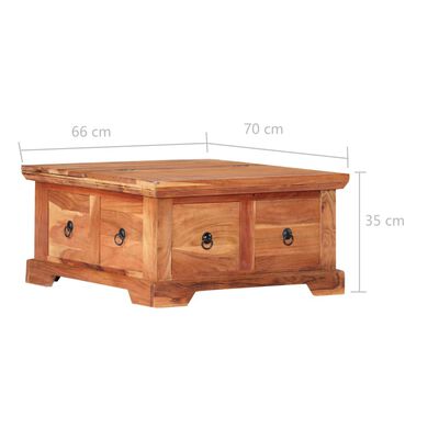 vidaXL Kavos staliukas, 66x70x35 cm, akacijos med. masyvas