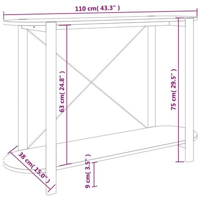 vidaXL Konsolinis staliukas, 110x38x75cm, apdirbta mediena