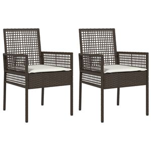vidaXL Sodo Kėdė su pagalve 2 pcs Ruda 55 x 53 x 85 cm poliratanas