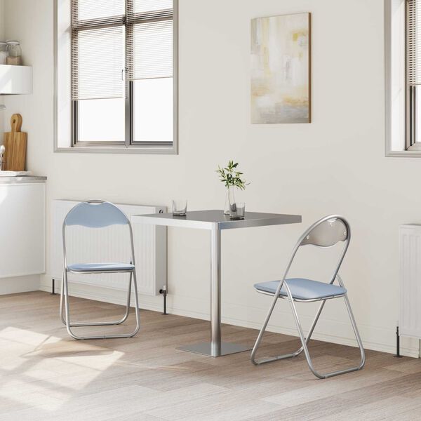 vidaXL Sulankstoma kėdė 2 pcs Pilka 48 x 43,5 x 81 cm Dirbtinė oda