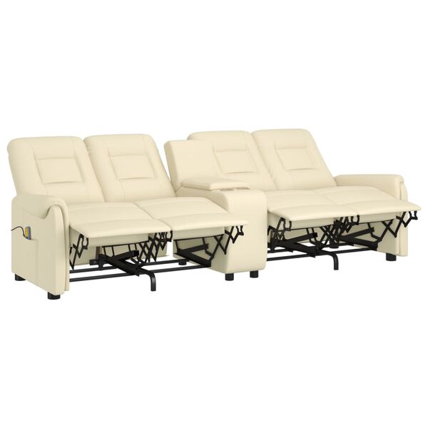 vidaXL Keturvietis atlošiamas masažinis krėslas, kreminis