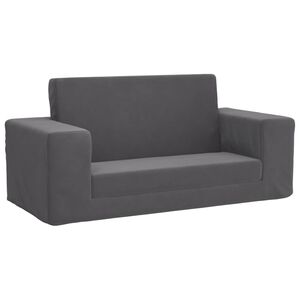 vidaXL Vaiki&scaron;ka dvivietė sofa-lova, antracito, mink&scaron;tas pliu&scaron;as