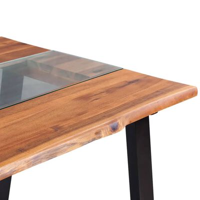 vidaXL Valgomojo stalas, akacijos mediena ir stiklas, 180x90x75 cm