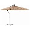 vidaXL Skėtis nuo saulės su LED/plieniniu stulpu, rudas, 269x269x235cm