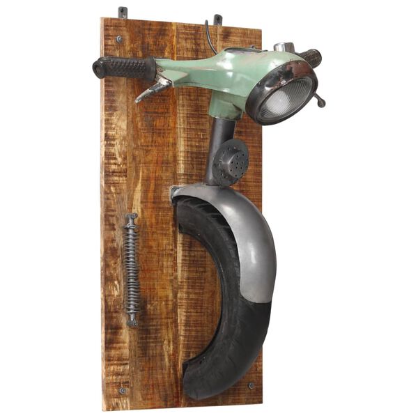 vidaXL Sieninis &scaron;viestuvas, geležis/mango masyvas, motorolerio dizaino