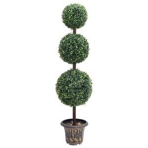 vidaXL Dirbtinis buksmedis vazone, žalias, 118cm, rutulio formos