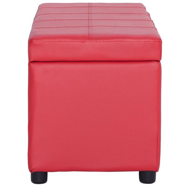vidaXL Suoliukas su skyr. daiktams, raudonos sp., 116cm, dirbt. oda