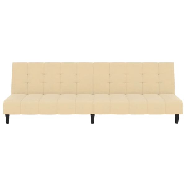 vidaXL Dvivietė sofa-lova, kreminės spalvos, aksomas