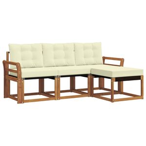 vidaXL Lauko sofos komplektas su pagalve 4 pcs Natūralus ir grietinėlė