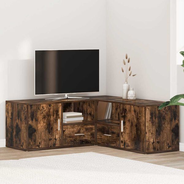 vidaXL Kampinė spintelė, dūminio ąžuolo, 200x40x45cm, apdirbta mediena