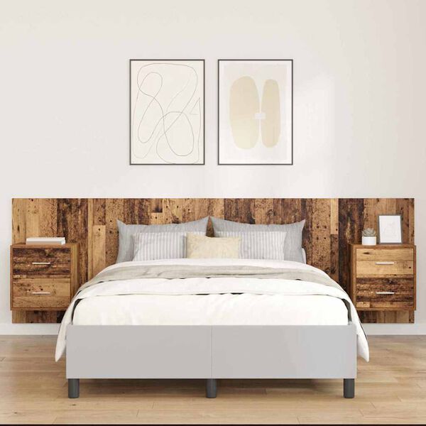 vidaXL Galvos auk&scaron;tas su spinta 3 pcs Senovinis medis Apdirbta mediena