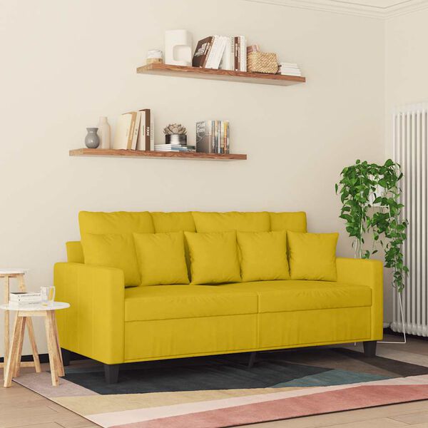 vidaXL Dvivietė sofa, geltonos spalvos, 140cm, aksomas